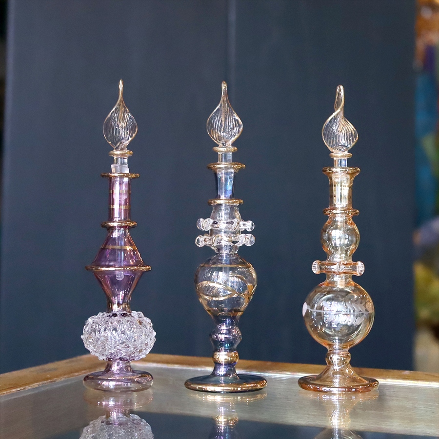 エジプト香水瓶 ガラスボトル ３本セット　クレオパトラ 手作り ハンドメイド