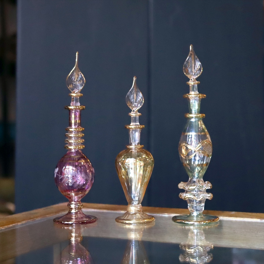 エジプト香水瓶 ガラスボトル ３本セット　クレオパトラ 手作り ハンドメイド