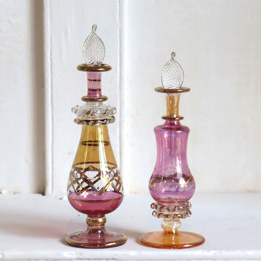 エジプト香水瓶　2本セット 15cmサイズ　クレオパトラ Egyptian Glass purfume bottle