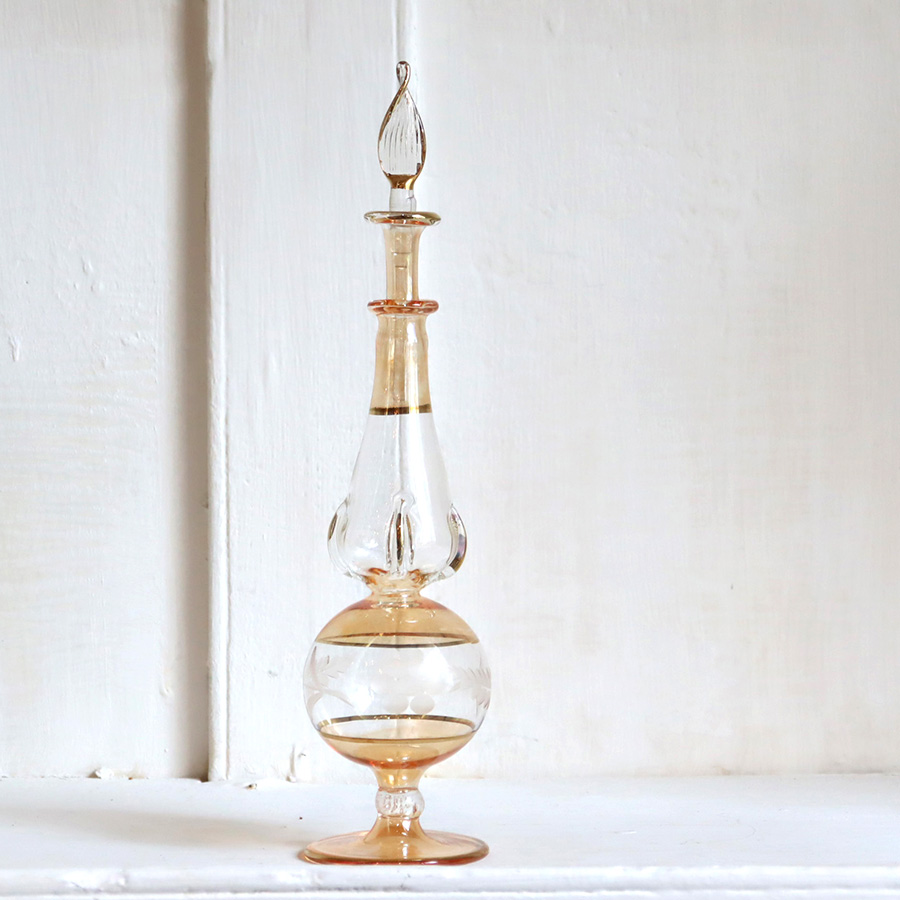 エジプト香水瓶　トールサイズ　クレオパトラ　イエロー Egyptian Glass purfume bottle