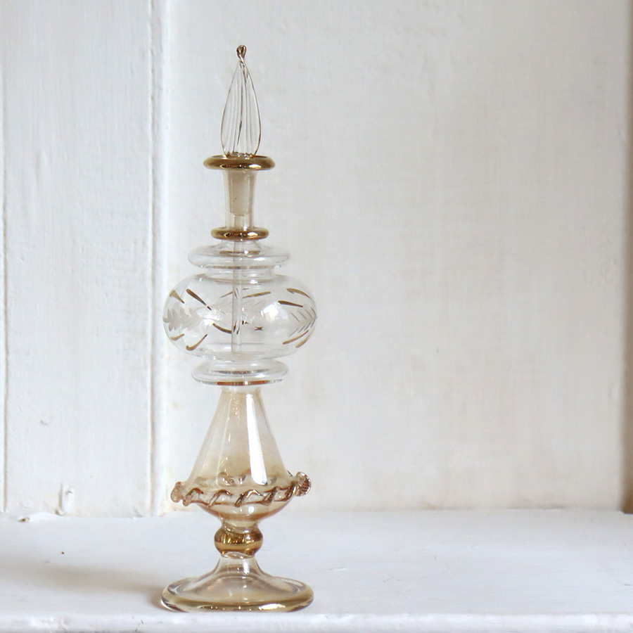 エジプト香水瓶　トールサイズ　クレオパトラ　イエロー Egyptian Glass purfume bottle