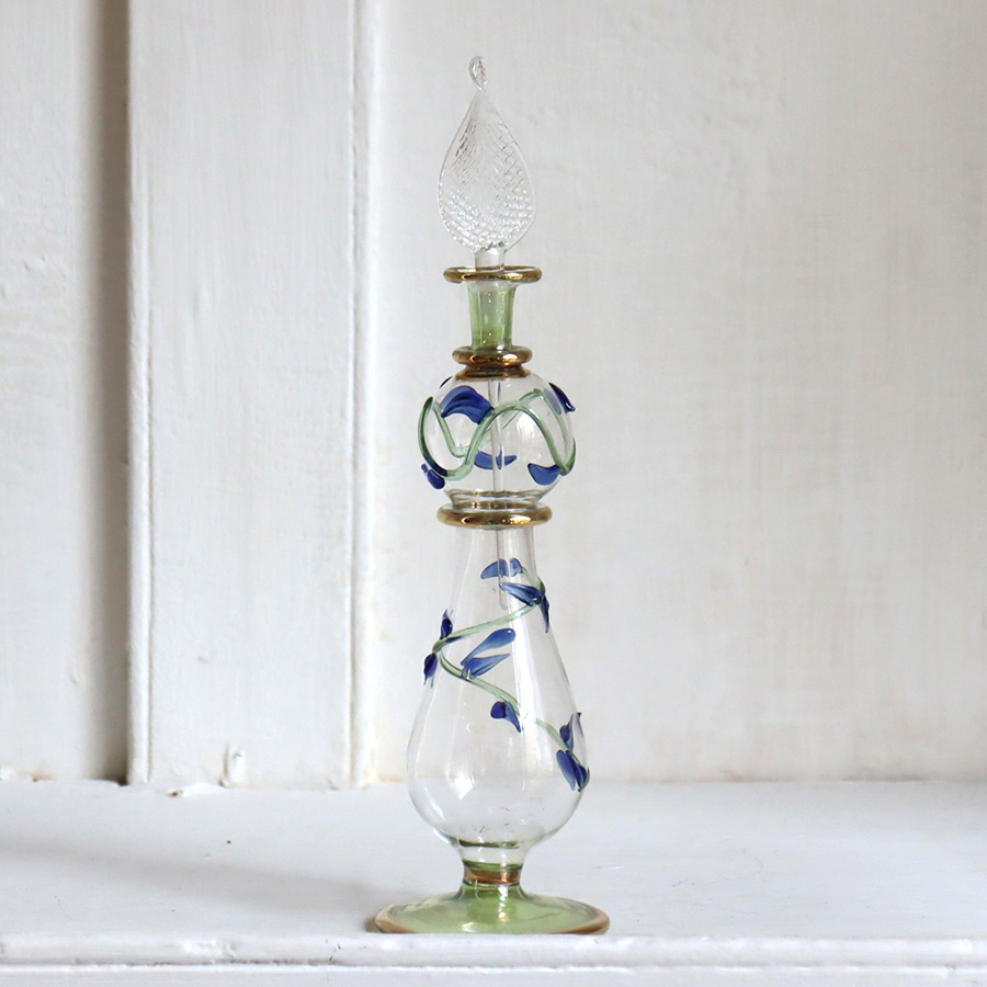 エジプト香水瓶　トールサイズ　フラワーガラス細工 Egyptian Glass purfume bottle