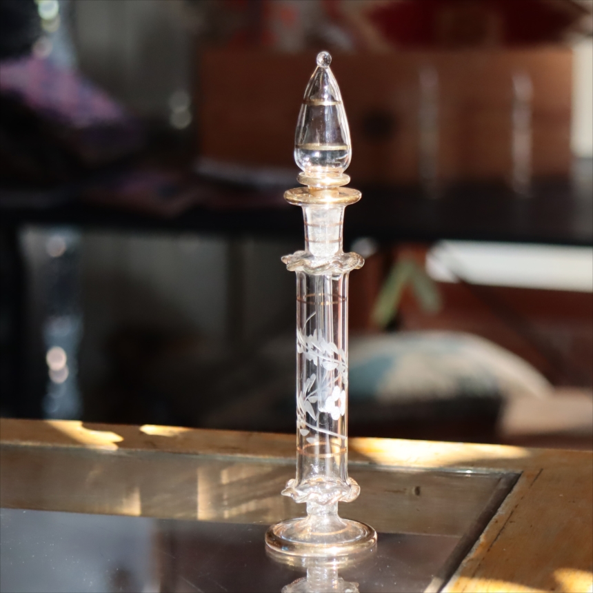 エジプト香水瓶　ミドルサイズ　シリンダー　クリア Egyptian Glass purfume bottle