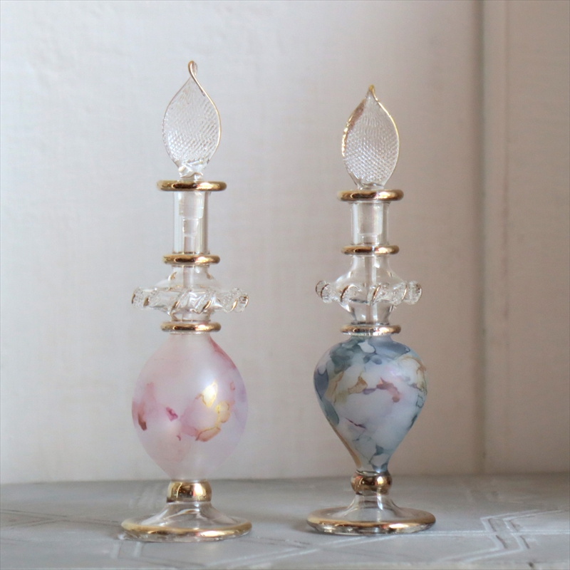 エジプト ガラス香水瓶　２本セット　マーブル　マットペイント Egyptian Glass Bottle