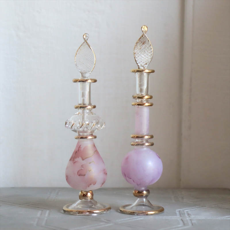 エジプト ガラス香水瓶　２本セット　マーブル　マットペイント Egyptian Glass Bottle