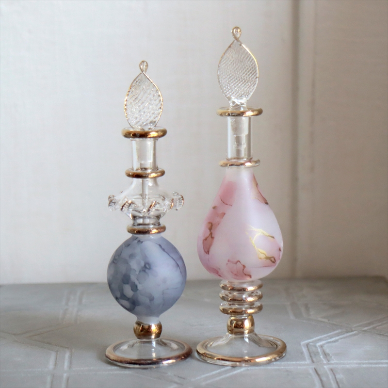 エジプト ガラス香水瓶　２本セット　マーブル　マットペイント Egyptian Glass Bottle