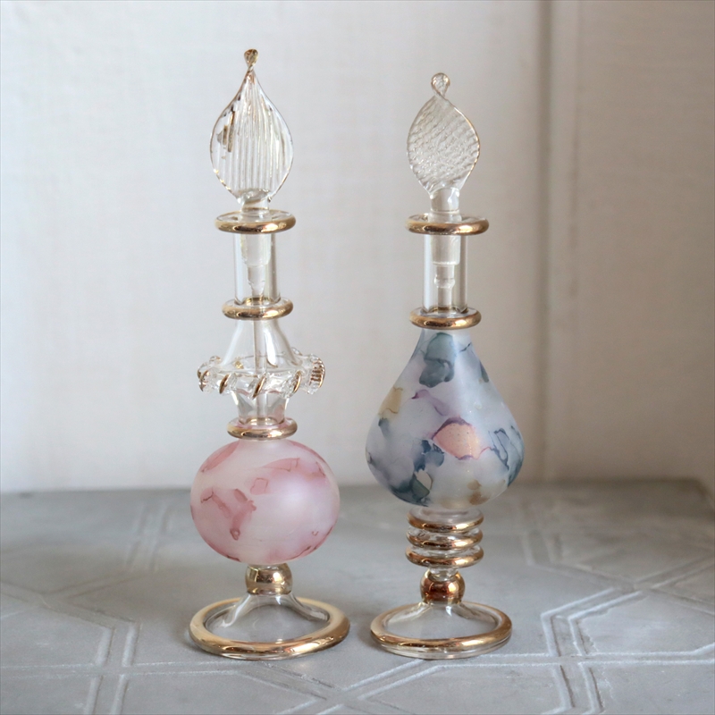 エジプト ガラス香水瓶　２本セット　マーブル　マットペイント Egyptian Glass Bottle