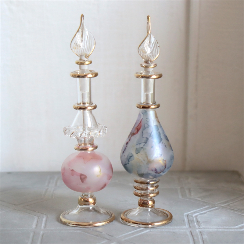 エジプト ガラス香水瓶　２本セット　マーブル　マットペイント Egyptian Glass Bottle