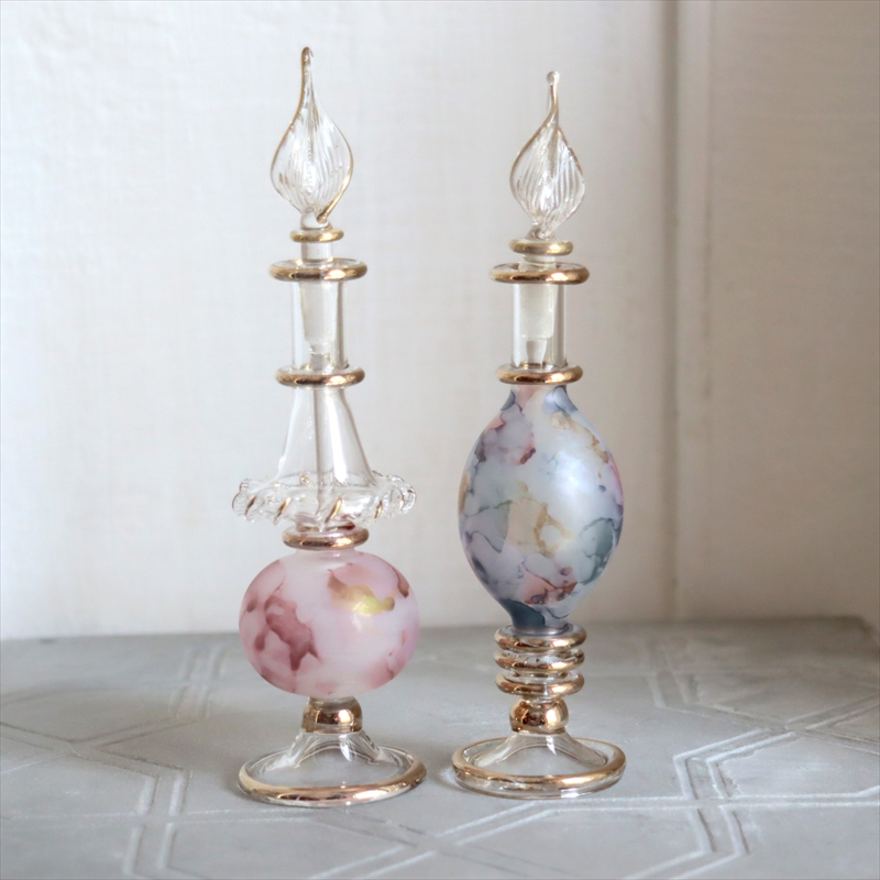 エジプト ガラス香水瓶　２本セット　マーブル　マットペイント Egyptian Glass Bottle