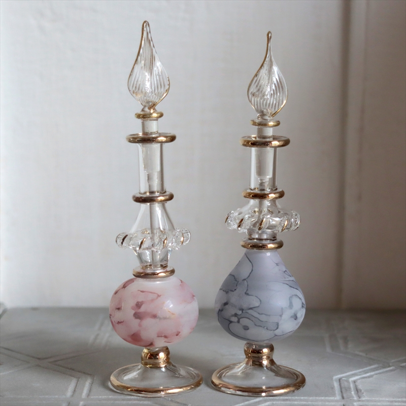 エジプト ガラス香水瓶　２本セット　マーブル　マットペイント Egyptian Glass Bottle