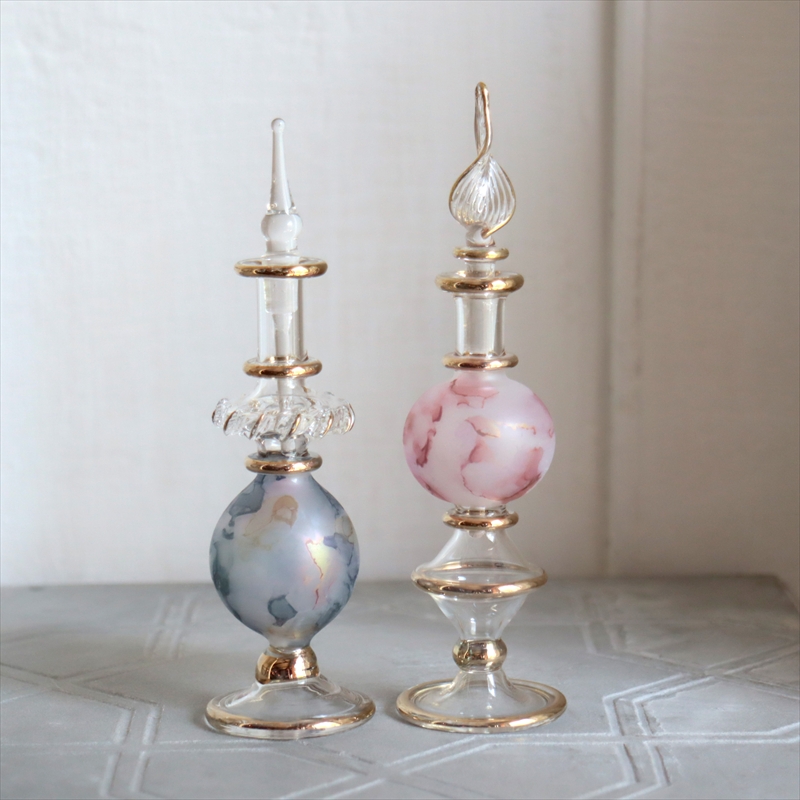 エジプト ガラス香水瓶　２本セット　マーブル　マットペイント Egyptian Glass Bottle