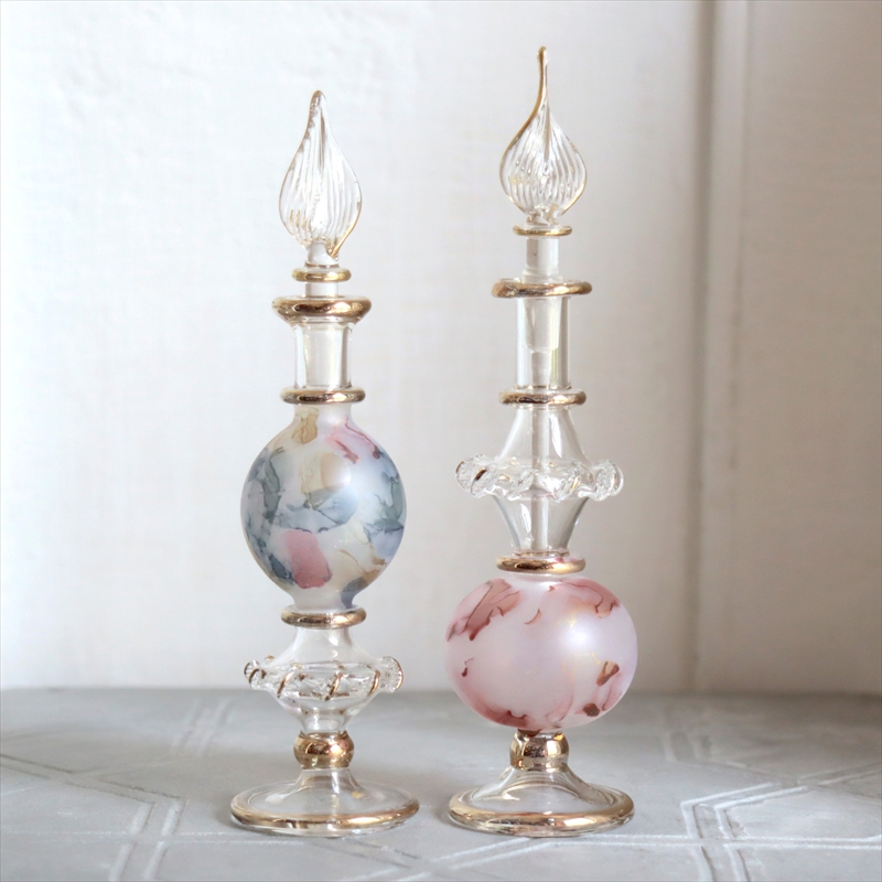 エジプト ガラス香水瓶　２本セット　マーブル　マットペイント Egyptian Glass Bottle