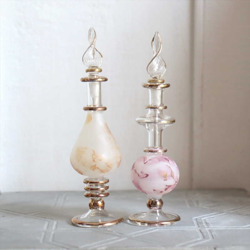 エジプト ガラス香水瓶　２本セット　マーブル　マットペイント Egyptian Glass Bottle