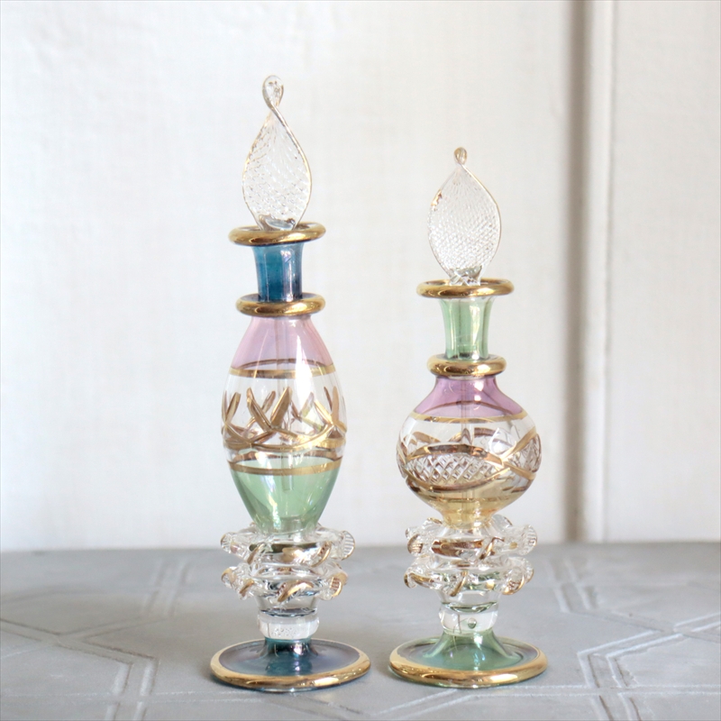 エジプト ガラス香水瓶　２本セット　クレオパトラ ３カラー Egyptian Glass Bottle