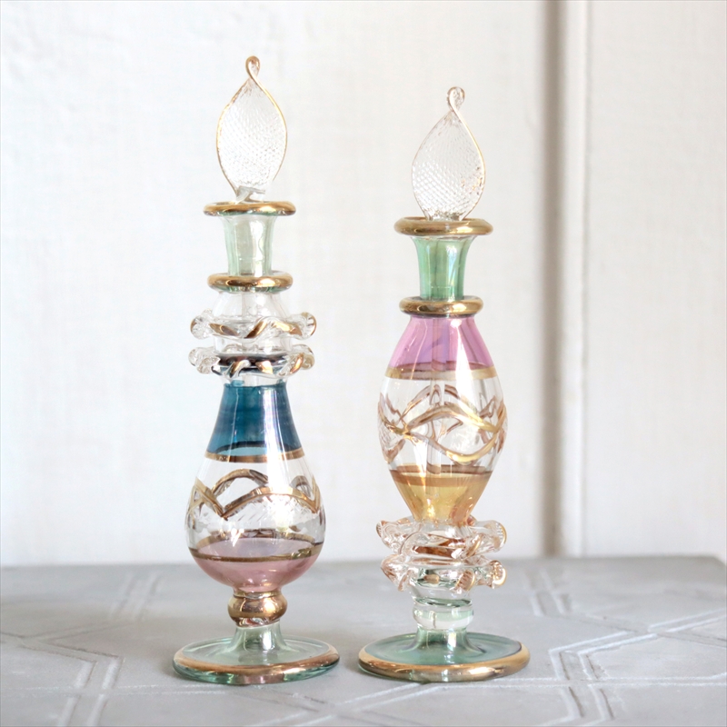 エジプト ガラス香水瓶　２本セット　クレオパトラ ３カラー Egyptian Glass Bottle