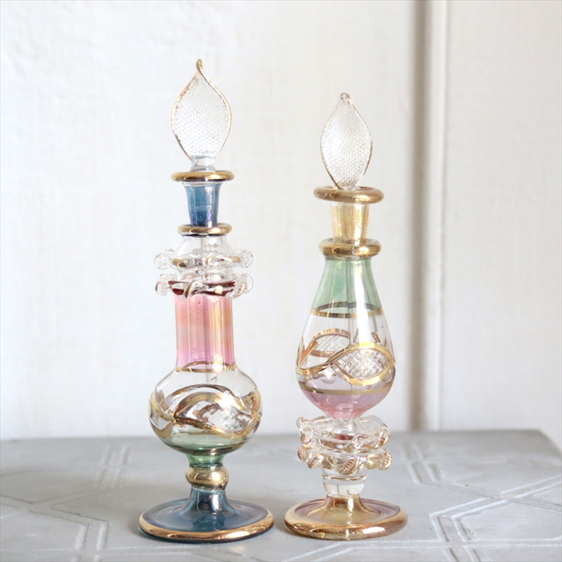 エジプト ガラス香水瓶　２本セット　クレオパトラ ３カラー Egyptian Glass Bottle