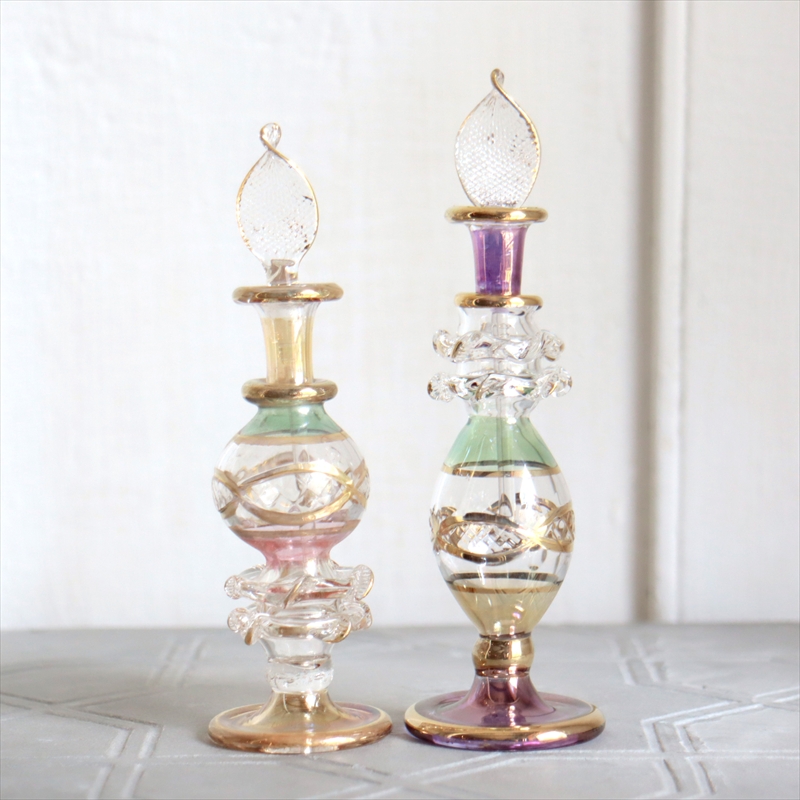 エジプト ガラス香水瓶　２本セット　クレオパトラ ３カラー Egyptian Glass Bottle