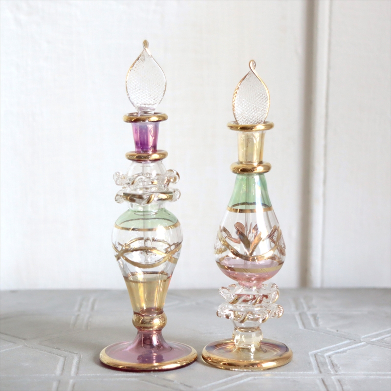 エジプト ガラス香水瓶　２本セット　クレオパトラ ３カラー Egyptian Glass Bottle