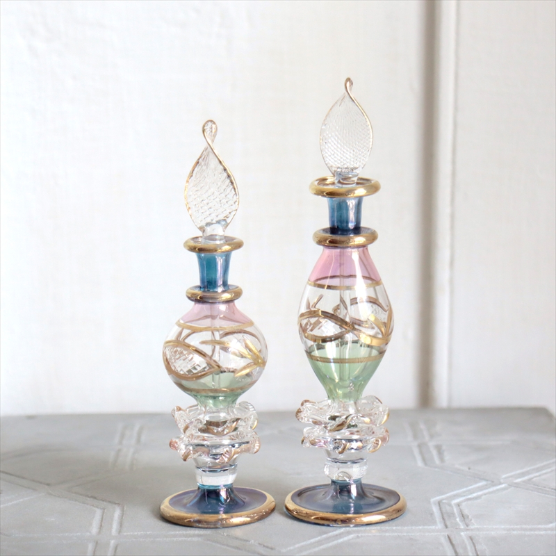 エジプト ガラス香水瓶　２本セット　クレオパトラ ３カラー Egyptian Glass Bottle