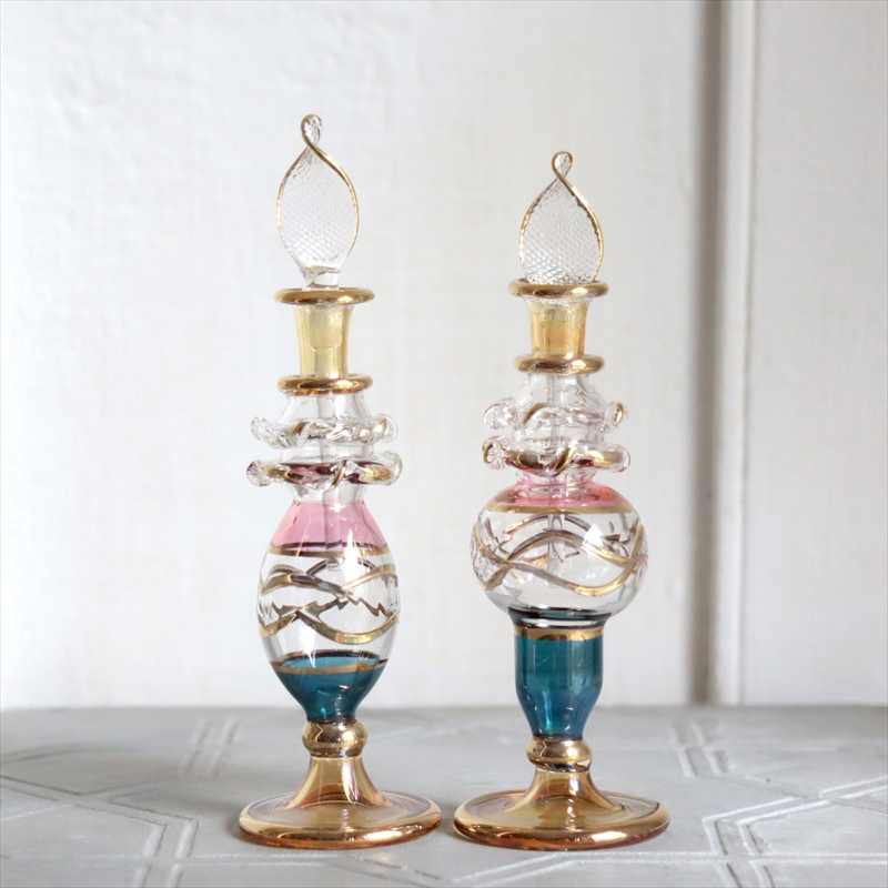 エジプト ガラス香水瓶　２本セット　クレオパトラ ３カラー Egyptian Glass Bottle