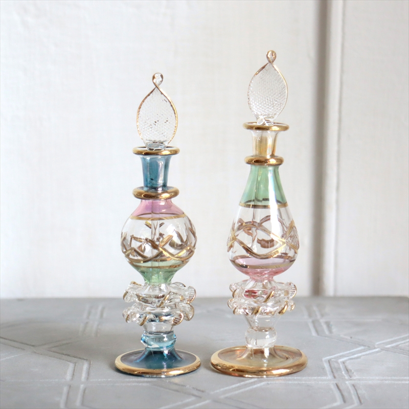 エジプト ガラス香水瓶　２本セット　クレオパトラ ３カラー Egyptian Glass Bottle