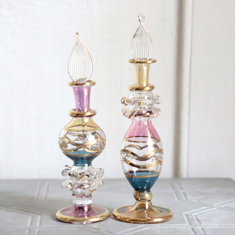 エジプト ガラス香水瓶　２本セット　クレオパトラ ３カラー Egyptian Glass Bottle
