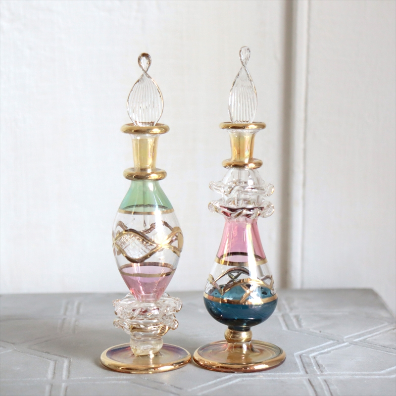 エジプト ガラス香水瓶　２本セット　クレオパトラ ３カラー Egyptian Glass Bottle