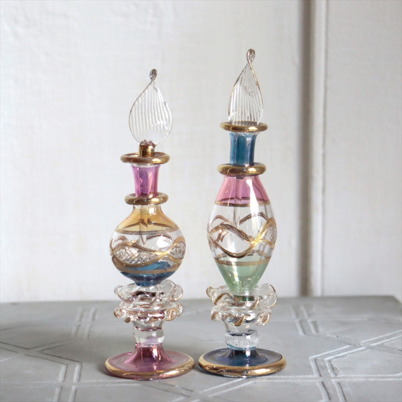 エジプト ガラス香水瓶　２本セット　クレオパトラ ３カラー Egyptian Glass Bottle