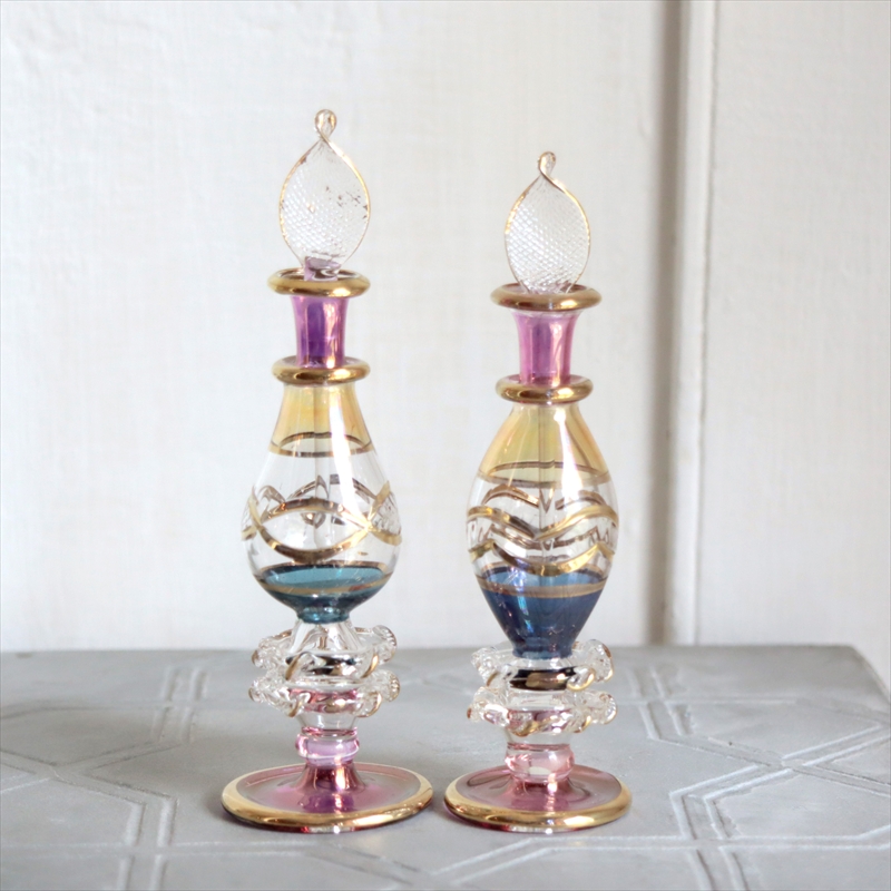 エジプト ガラス香水瓶　２本セット　クレオパトラ ３カラー Egyptian Glass Bottle
