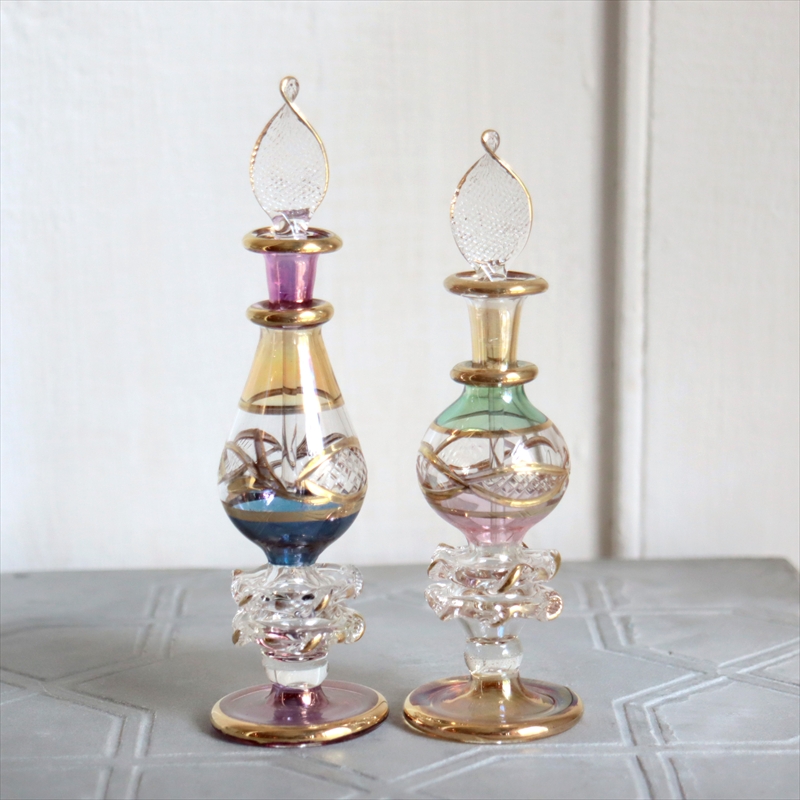 エジプト ガラス香水瓶　２本セット　クレオパトラ ３カラー Egyptian Glass Bottle