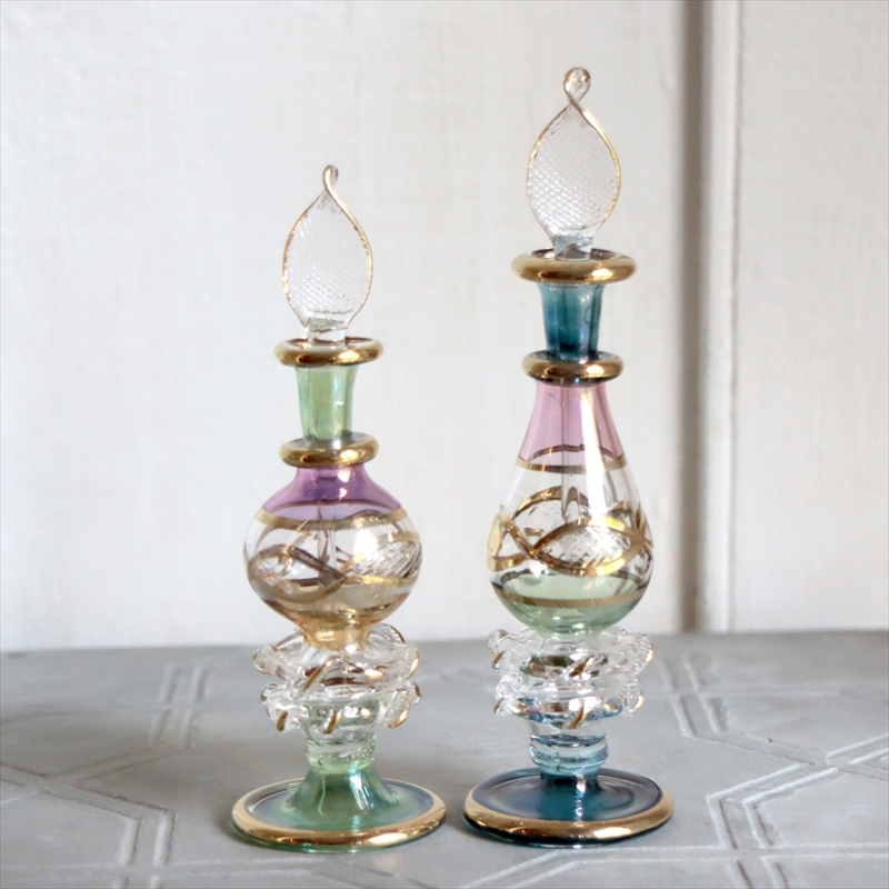 エジプト ガラス香水瓶　２本セット　クレオパトラ ３カラー Egyptian Glass Bottle
