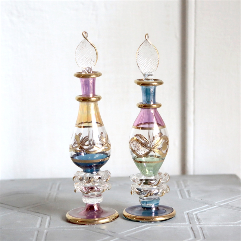 エジプト ガラス香水瓶　２本セット　クレオパトラ ３カラー Egyptian Glass Bottle