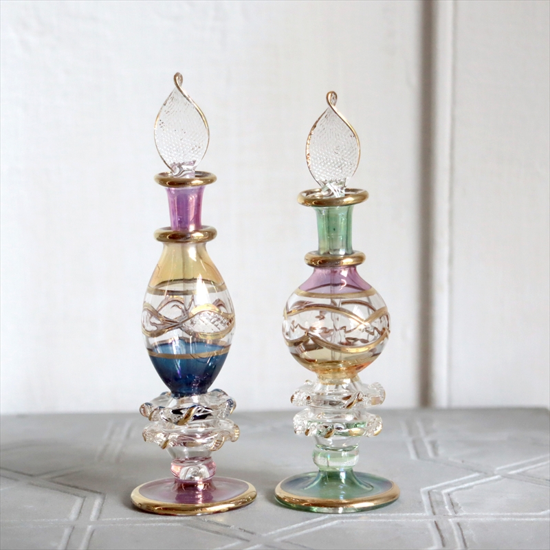 エジプト ガラス香水瓶　２本セット　クレオパトラ ３カラー Egyptian Glass Bottle