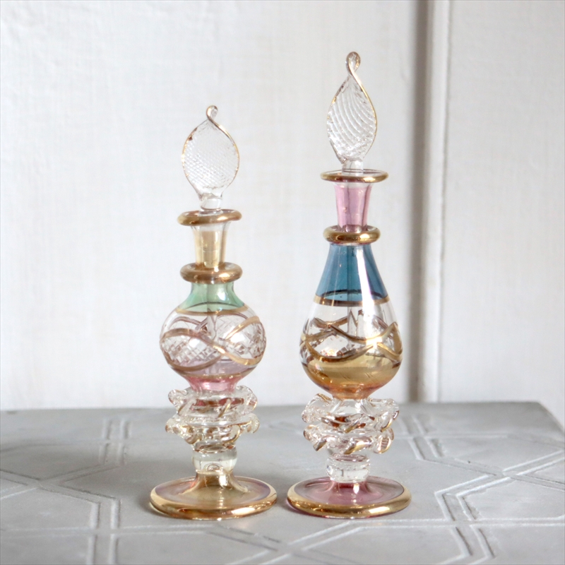 エジプト ガラス香水瓶　２本セット　クレオパトラ ３カラー Egyptian Glass Bottle