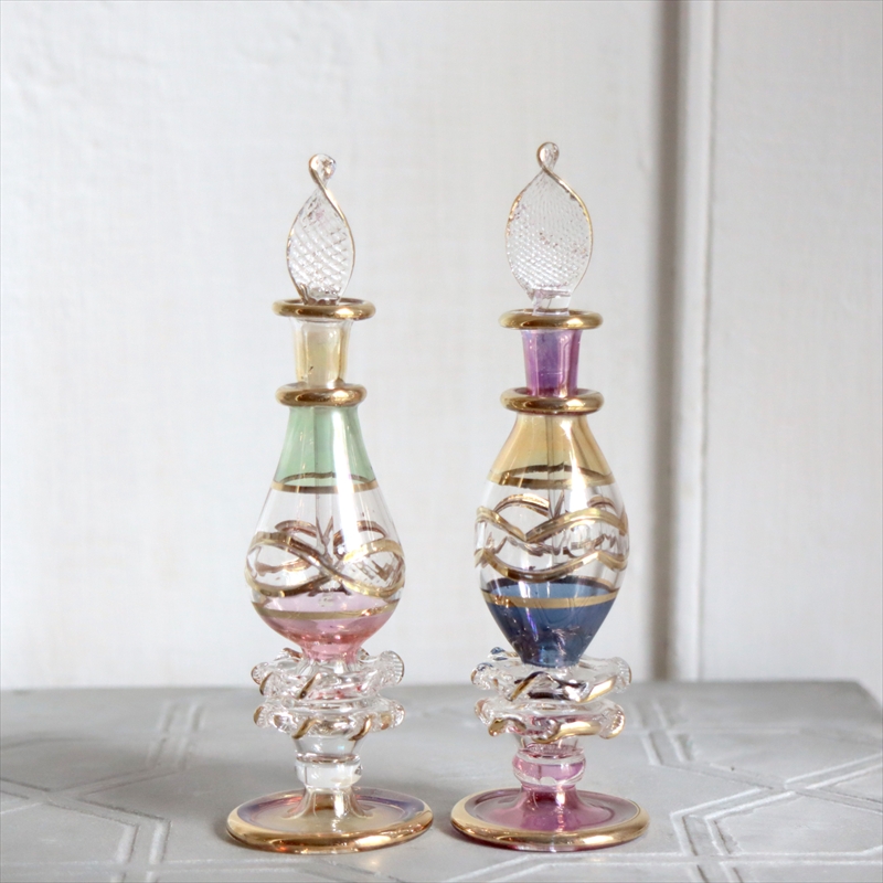 エジプト ガラス香水瓶　２本セット　クレオパトラ ３カラー Egyptian Glass Bottle