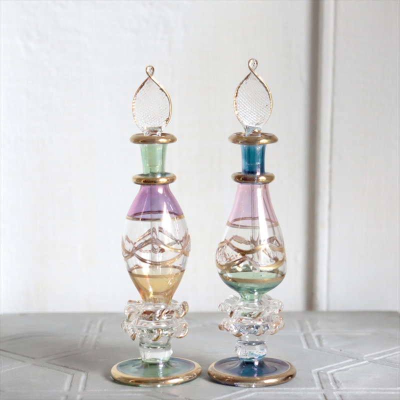 エジプト ガラス香水瓶　２本セット　クレオパトラ ３カラー Egyptian Glass Bottle