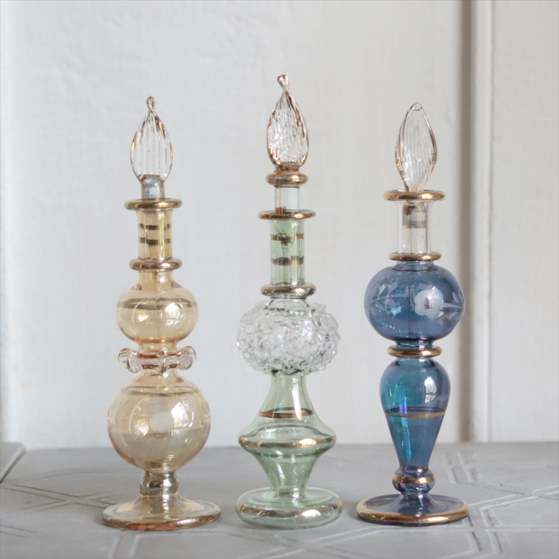 エジプト ガラス香水瓶　3本セット　クレオパトラ Egyptian Glass Bottle