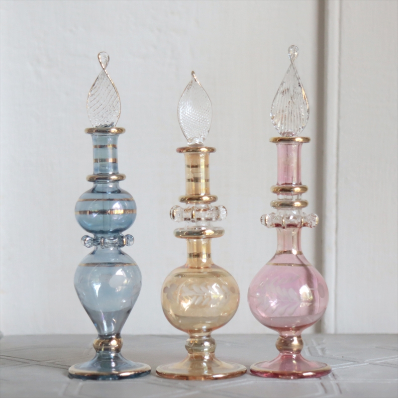 エジプト ガラス香水瓶　3本セット　クレオパトラ Egyptian Glass Bottle
