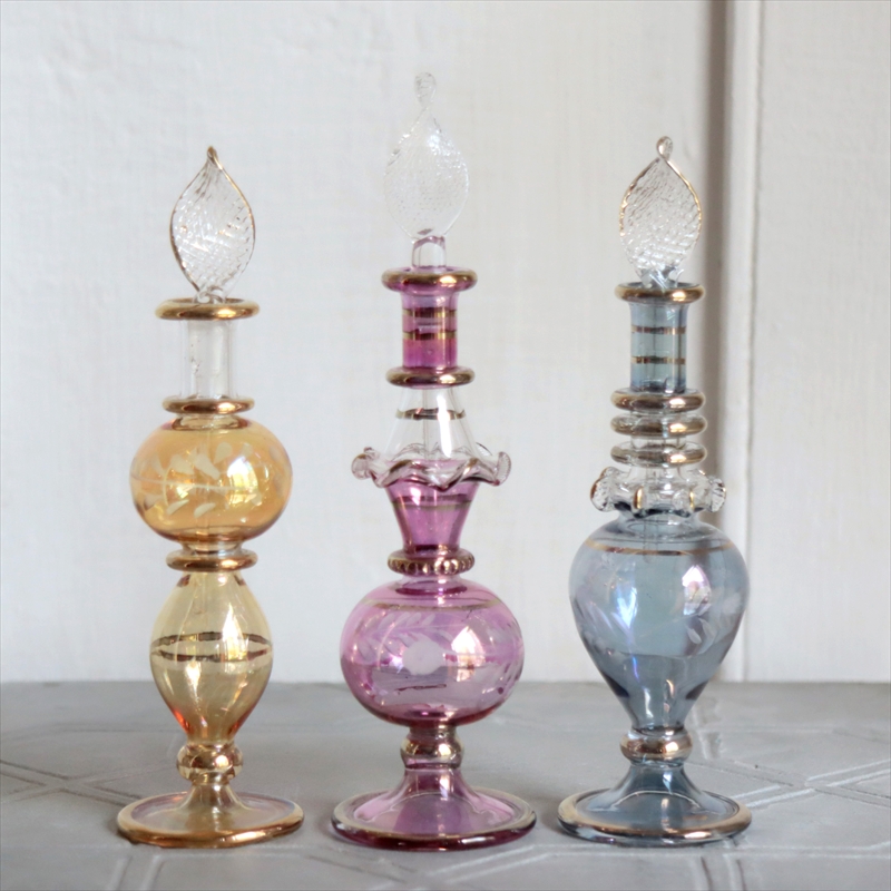 エジプト ガラス香水瓶　3本セット　クレオパトラ Egyptian Glass Bottle