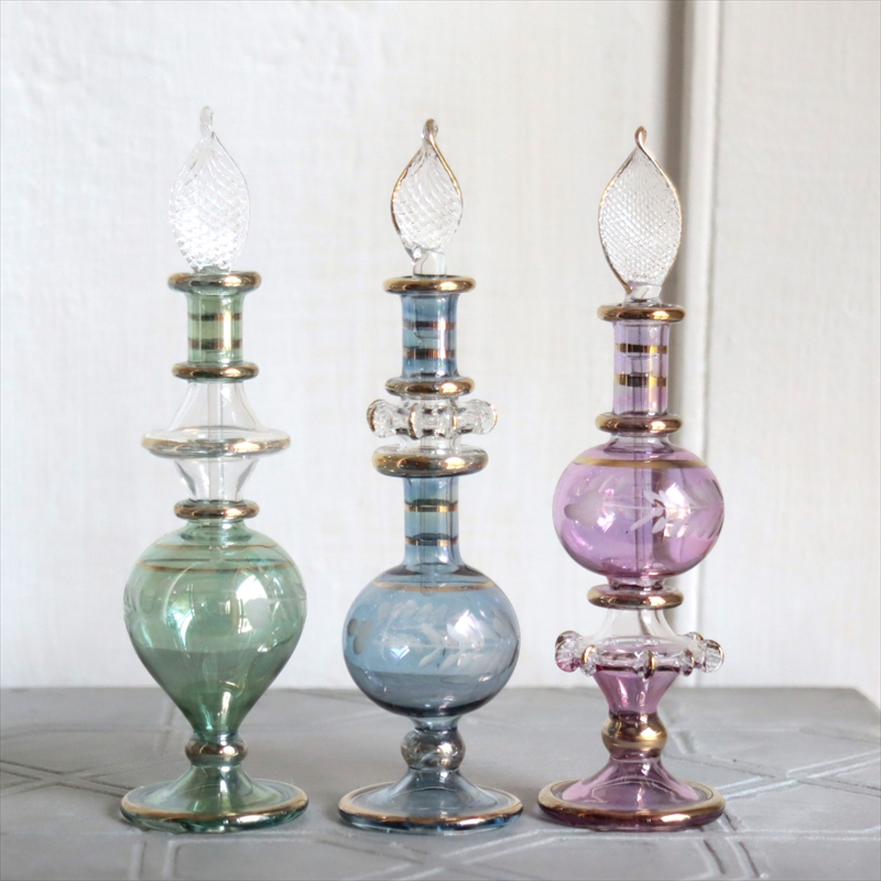 エジプト ガラス香水瓶　3本セット　クレオパトラ Egyptian Glass Bottle