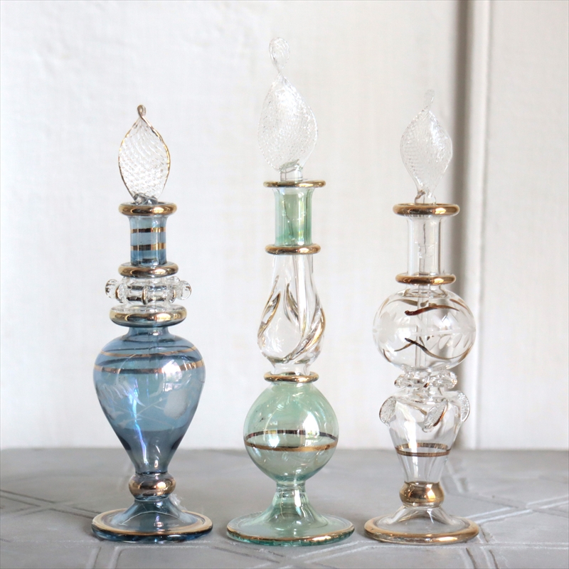 エジプト ガラス香水瓶　3本セット　クレオパトラ Egyptian Glass Bottle