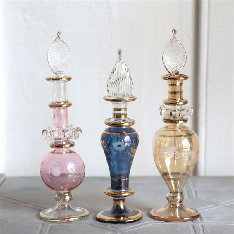 エジプト ガラス香水瓶　3本セット　クレオパトラ Egyptian Glass Bottle