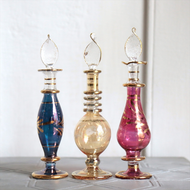 エジプト ガラス香水瓶　3本セット　クレオパトラ Egyptian Glass Bottle