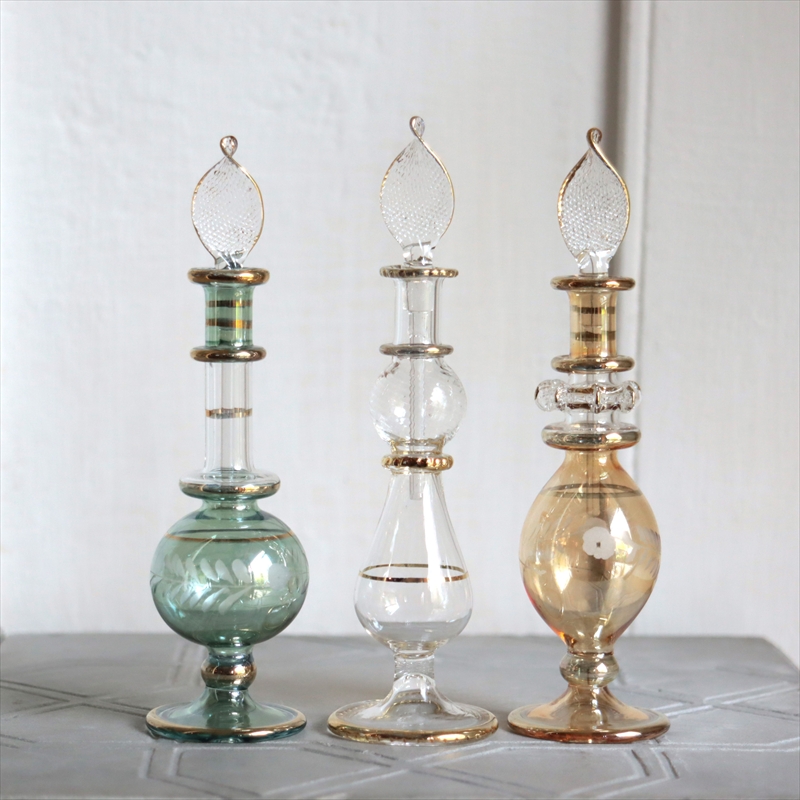 エジプト ガラス香水瓶　3本セット　クレオパトラ Egyptian Glass Bottle