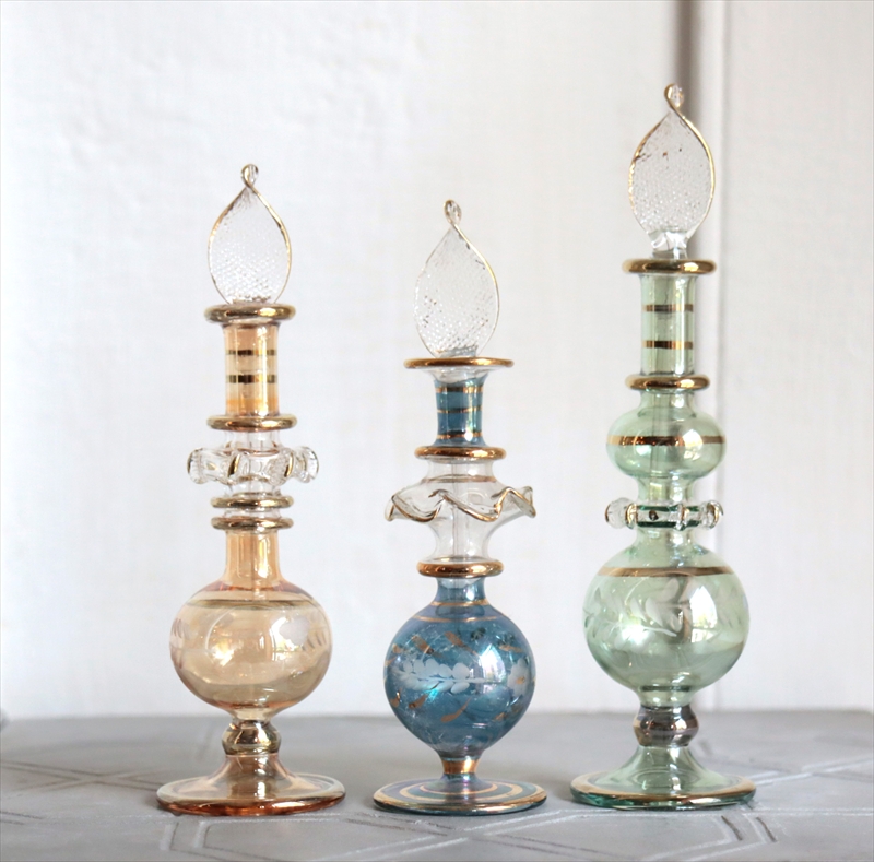 エジプト ガラス香水瓶　3本セット　クレオパトラ Egyptian Glass Bottle