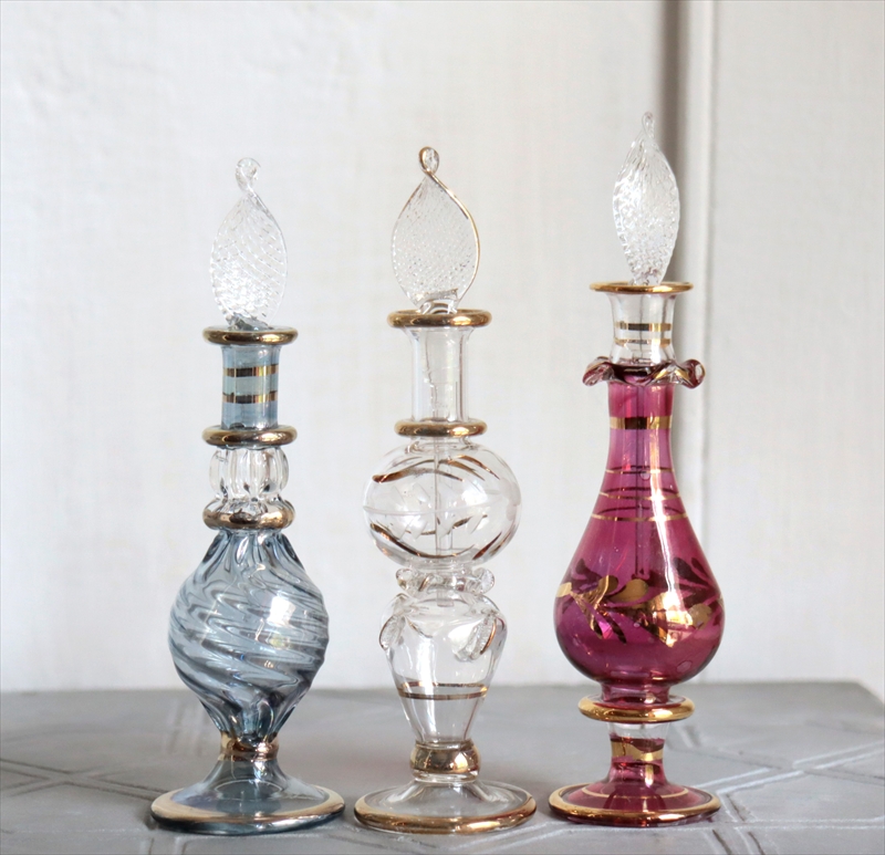 エジプト ガラス香水瓶　3本セット　クレオパトラ Egyptian Glass Bottle