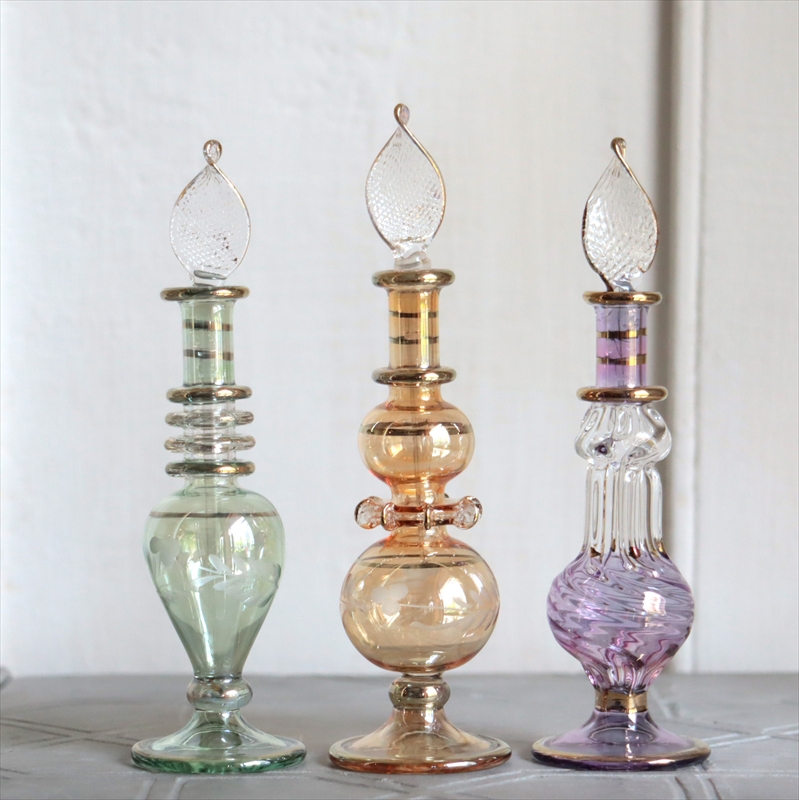 エジプト ガラス香水瓶　3本セット　クレオパトラ Egyptian Glass Bottle