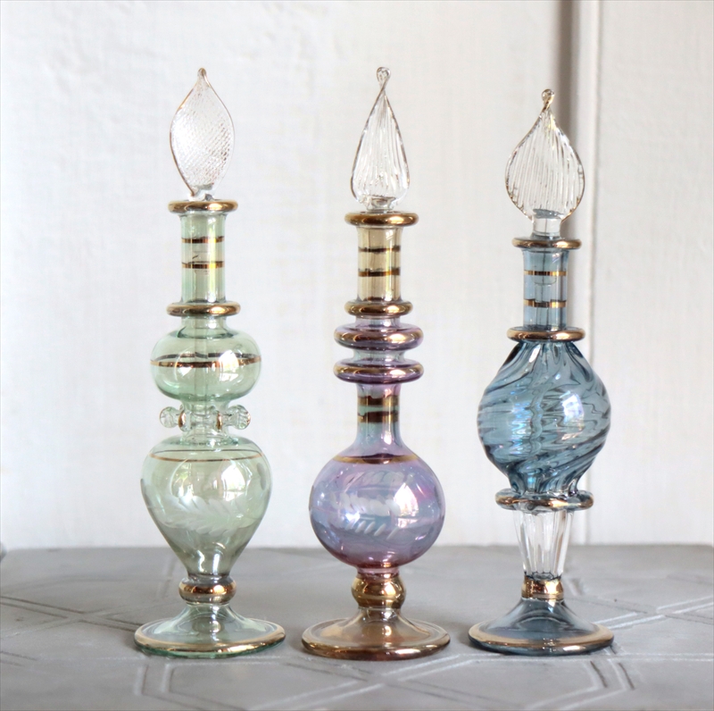 エジプト ガラス香水瓶　3本セット　クレオパトラ Egyptian Glass Bottle