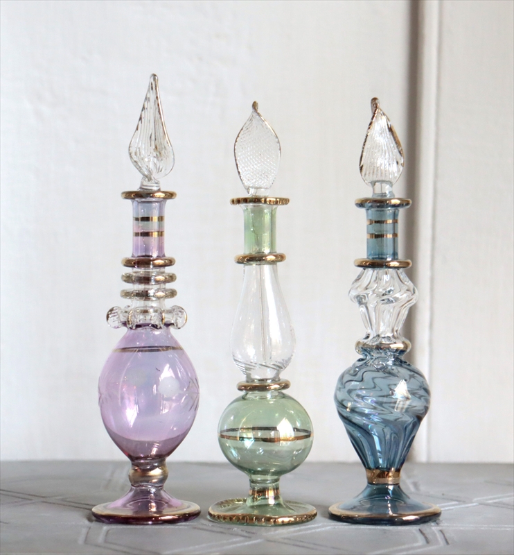 エジプト ガラス香水瓶　3本セット　クレオパトラ Egyptian Glass Bottle