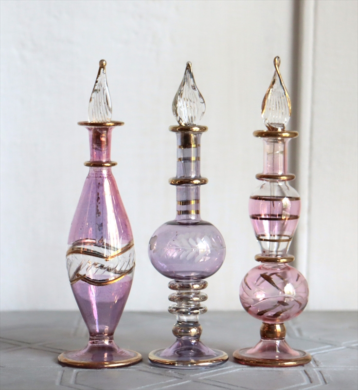 エジプト ガラス香水瓶　3本セット　クレオパトラ Egyptian Glass Bottle